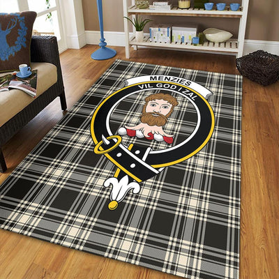 Clan Menzies Black & White Ancient Tartan Crest Rug – Scottish Highland Carpet for Living Room, Celtic Home Decor & Scotland Gift