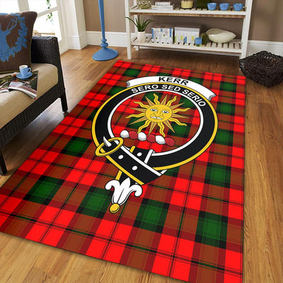 Clan Kerr Modern Tartan Crest Rug – Scottish Highland Carpet for Living Room, Celtic Home Decor & Scotland Gift
