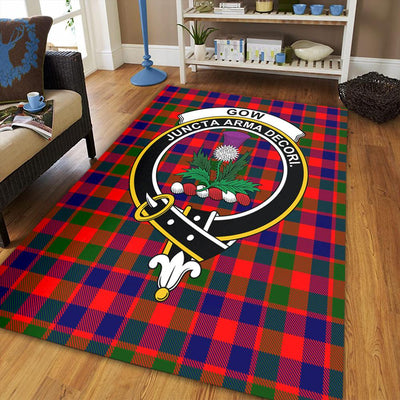 Clan Gow Modern Tartan Crest Rug – Scottish Highland Carpet for Living Room, Celtic Home Decor & Scotland Gift