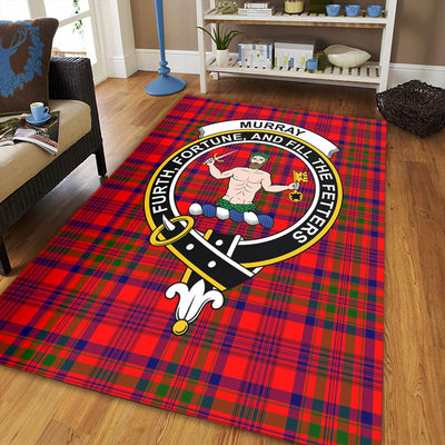 Clan Murray of Tulloch Modern Tartan Crest Rug – Scottish Highland Carpet for Living Room, Celtic Home Decor & Scotland Gift FW44