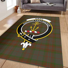 Gray Hunting Tartan Crest Area Rug