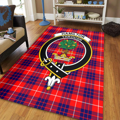 Clan Hamilton Modern Tartan Crest Rug – Scottish Highland Carpet for Living Room, Celtic Home Decor & Scotland Gift RO47