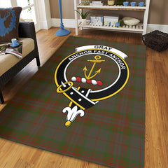 Gray Hunting Tartan Crest Area Rug