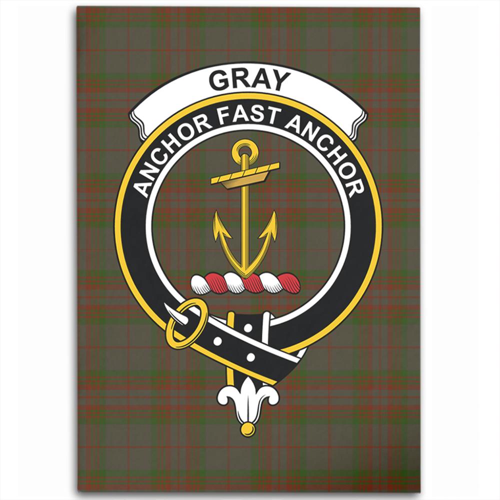 Gray Hunting Tartan Crest Area Rug