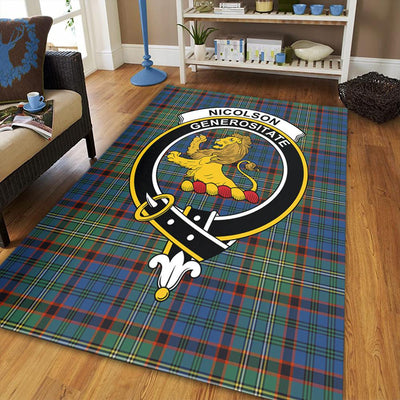 Clan Nicolson Hunting Ancient Tartan Crest Rug – Scottish Highland Carpet for Living Room, Celtic Home Decor & Scotland Gift QV77