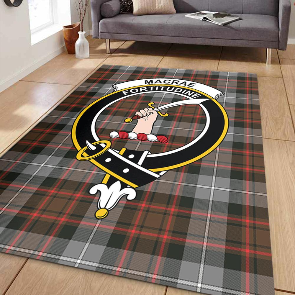 MacRae Hunting Weathered Tartan Crest Area Rug