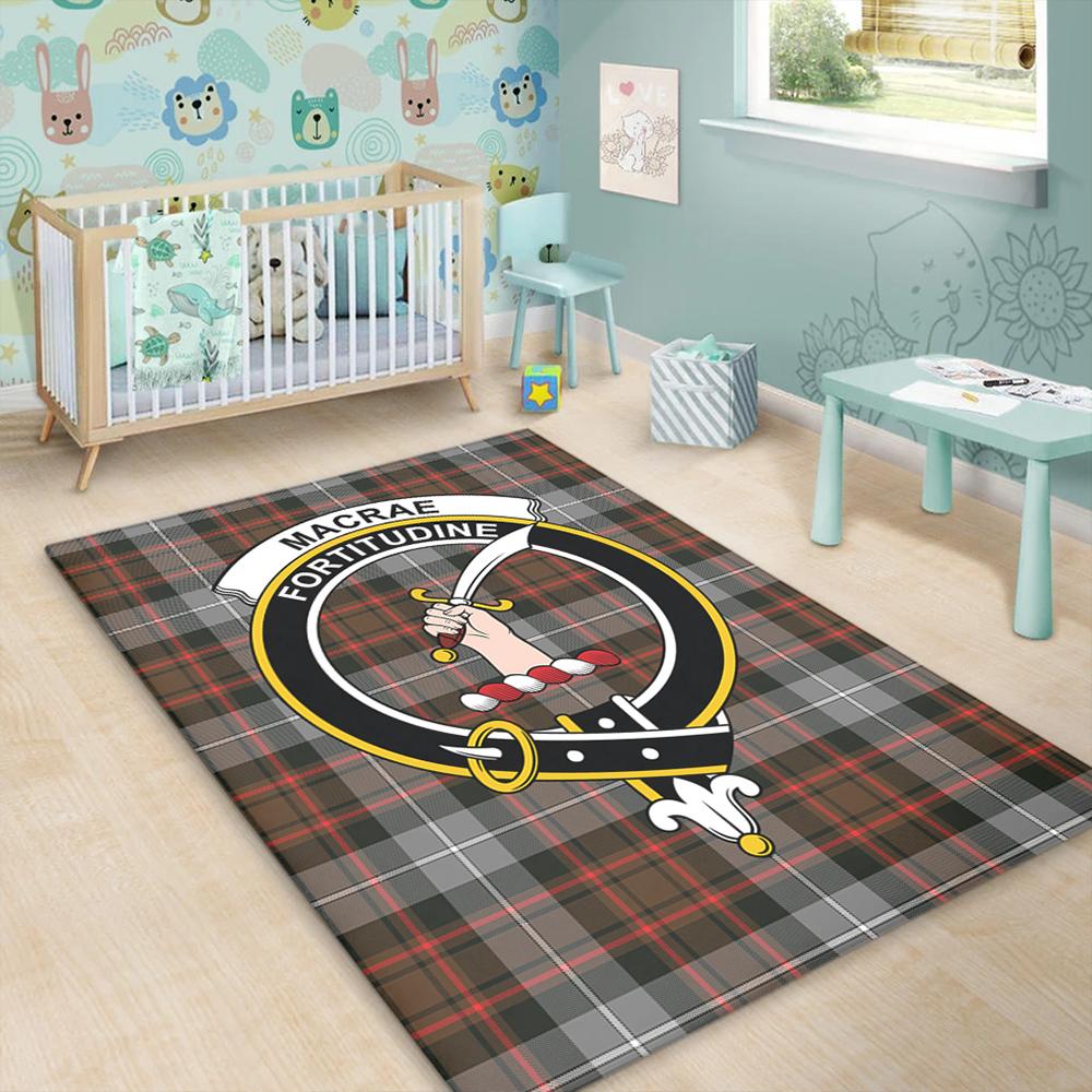 MacRae Hunting Weathered Tartan Crest Area Rug