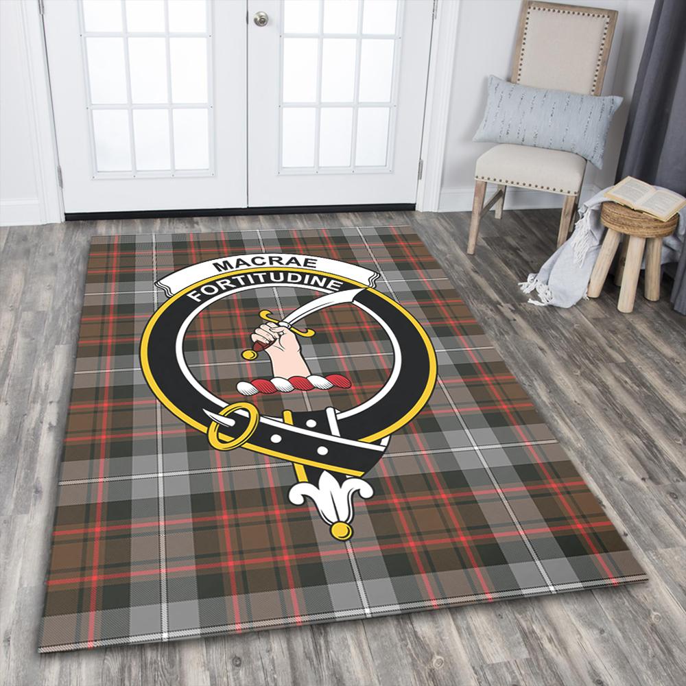 MacRae Hunting Weathered Tartan Crest Area Rug
