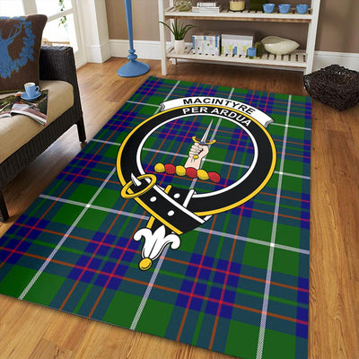Clan MacIntyre Hunting Modern Tartan Crest Rug – Scottish Highland Carpet for Living Room, Celtic Home Decor & Scotland Gift