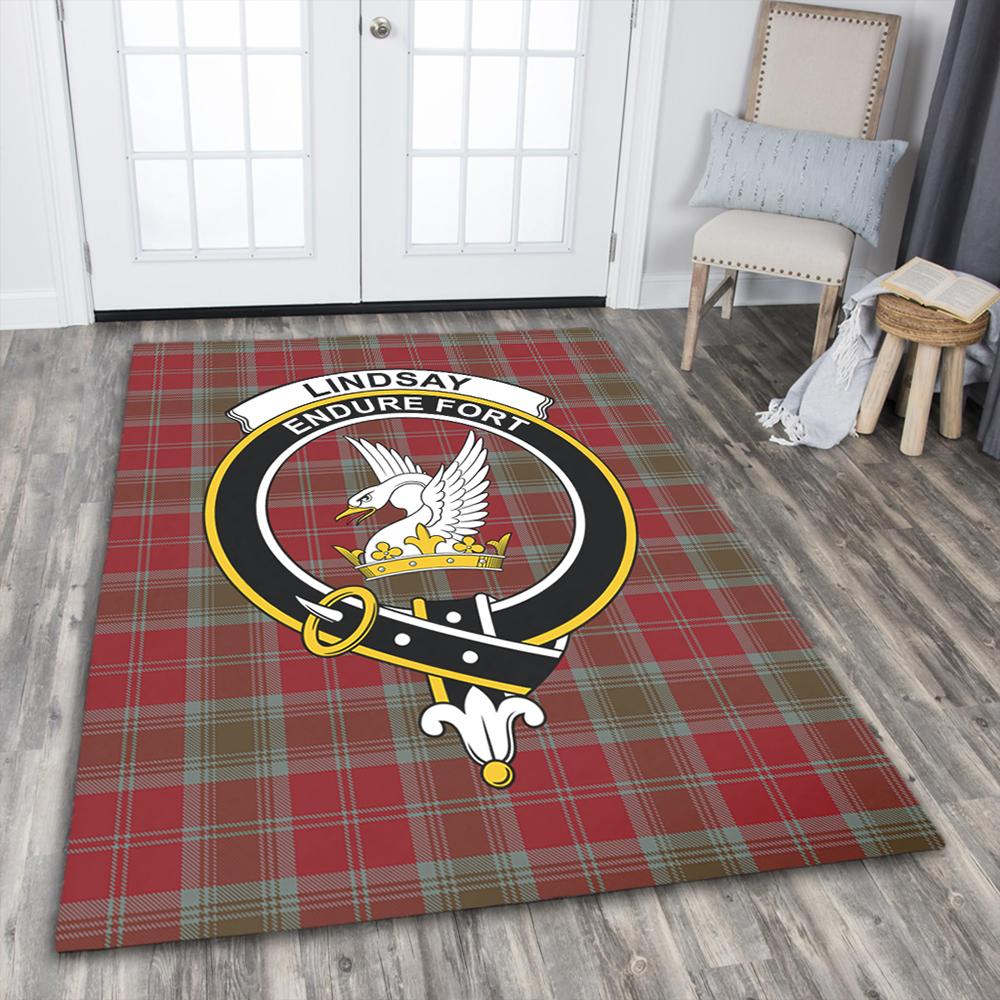 Lindsay Weathered Tartan Crest Area Rug