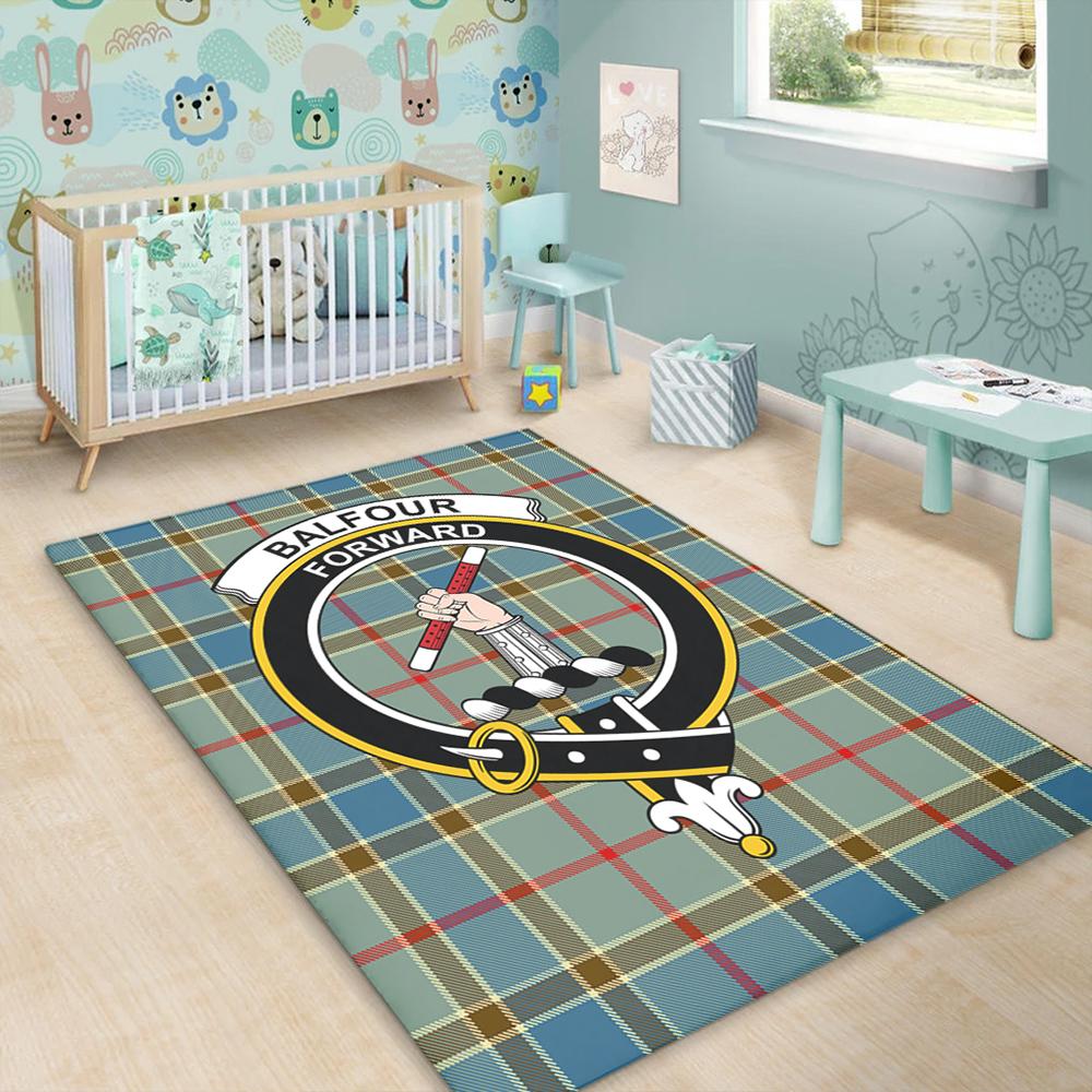 Balfour Blue Tartan Crest Area Rug