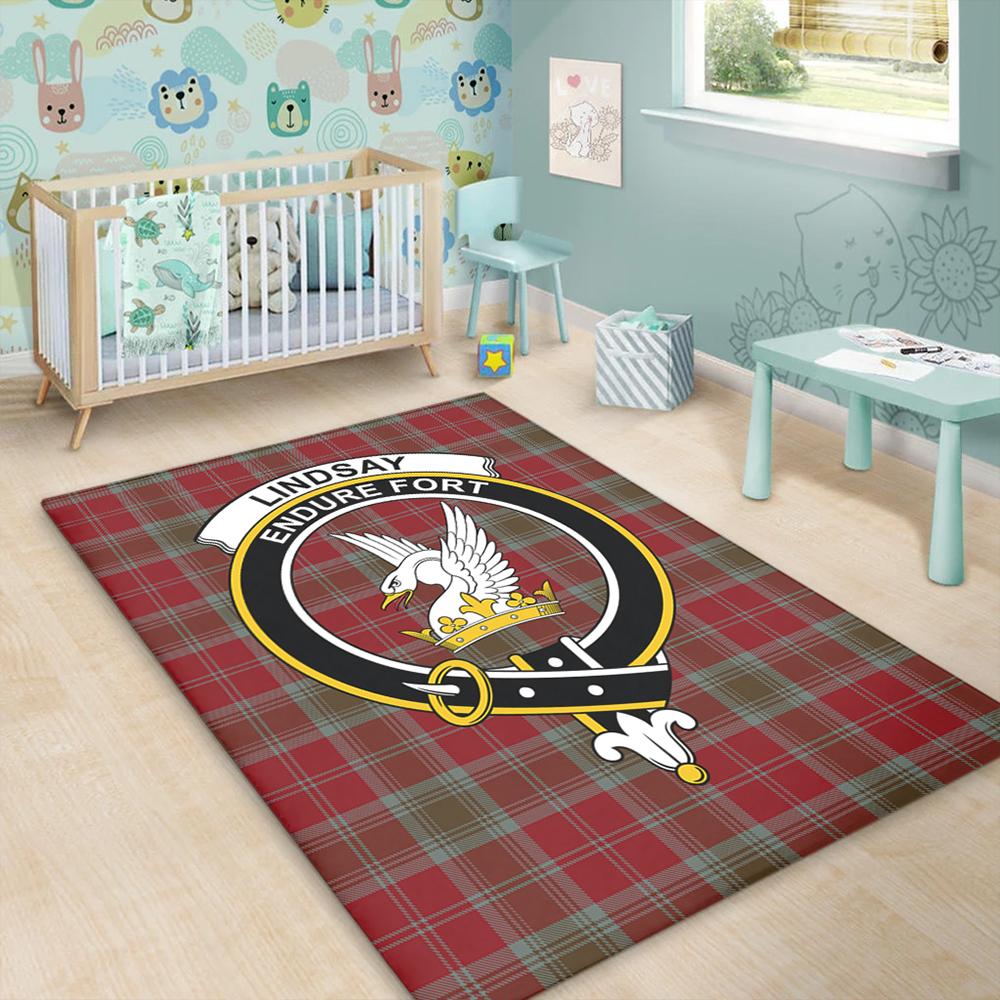 Lindsay Weathered Tartan Crest Area Rug