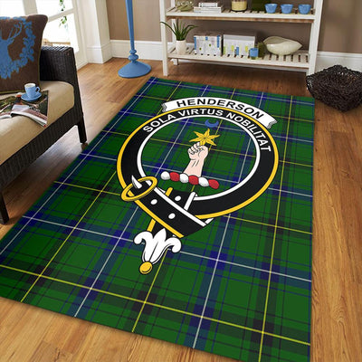 Clan Henderson Modern Tartan Crest Rug – Scottish Highland Carpet for Living Room, Celtic Home Decor & Scotland Gift