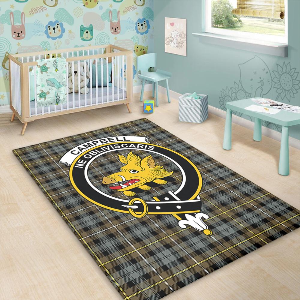 Campbell Argyll Weathered Tartan Crest Area Rug