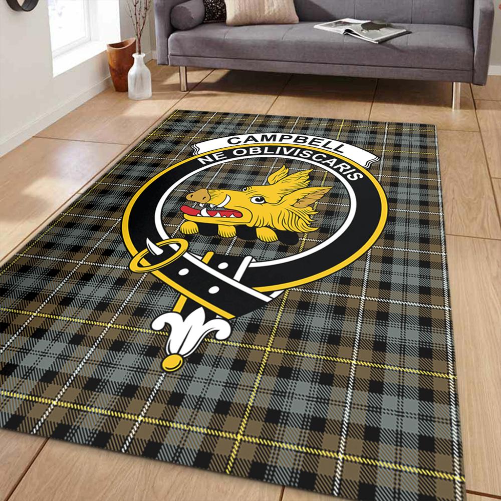 Campbell Argyll Weathered Tartan Crest Area Rug