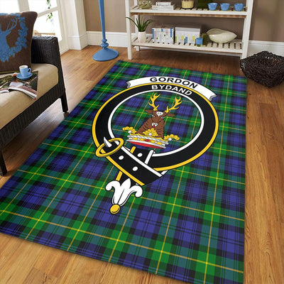Clan Gordon Modern Tartan Crest Rug – Scottish Highland Carpet for Living Room, Celtic Home Decor & Scotland Gift DL56