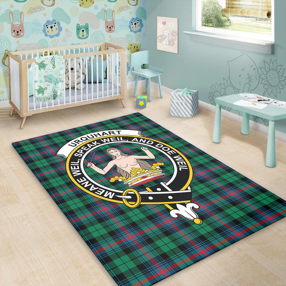 Urquhart Broad Red Ancient Tartan Crest Area Rug