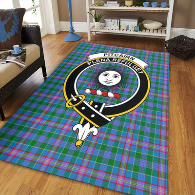 Clan Pitcairn Hunting Tartan Crest Rug – Scottish Highland Carpet for Living Room, Celtic Home Decor & Scotland Gift JY45