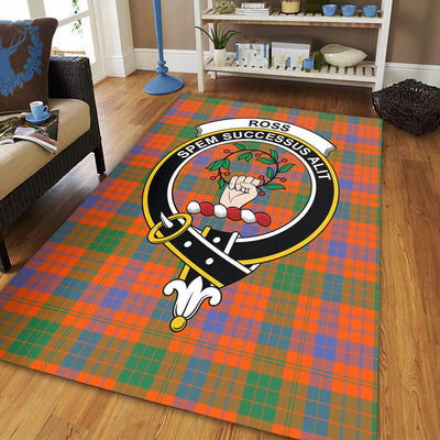 Clan Ross Ancient Tartan Crest Rug – Scottish Highland Carpet for Living Room, Celtic Home Decor & Scotland Gift