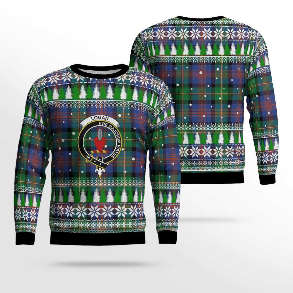 Clan Logan Ancient Crest Tartan Christmas Ugly Sweater MB67 Logan Ancient Sweater Crest Tartan Tartan Ugly Sweater