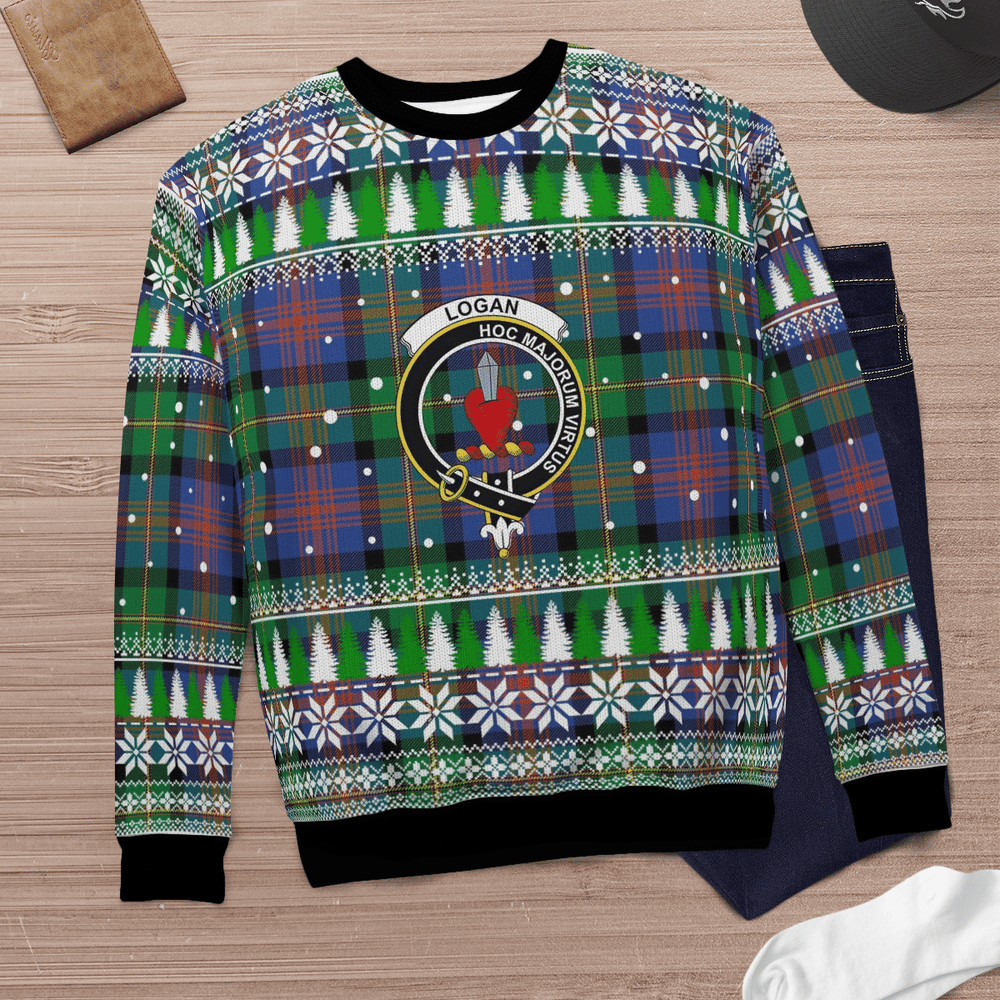 Clan Logan Ancient Crest Tartan Christmas Ugly Sweater MB67 Logan Ancient Sweater Crest Tartan Tartan Ugly Sweater