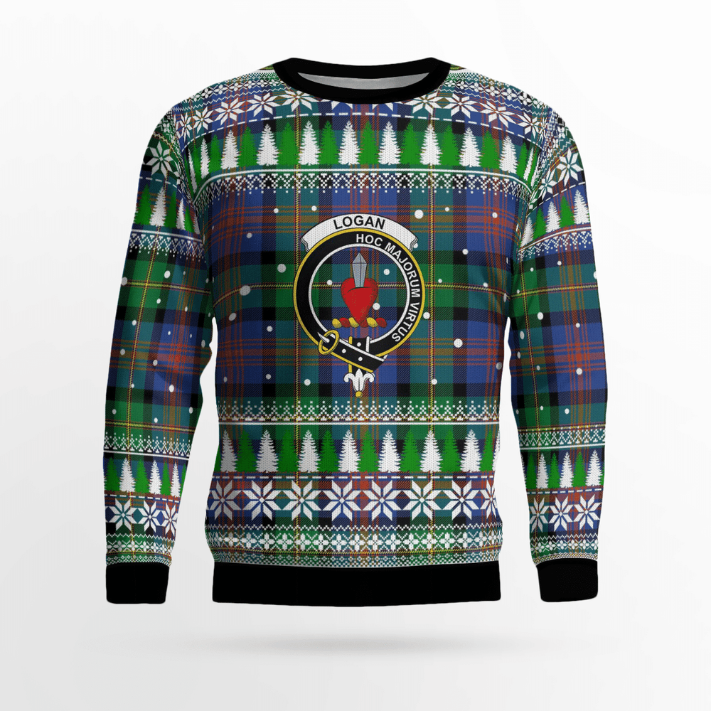 Clan Logan Ancient Crest Tartan Christmas Ugly Sweater MB67 Logan Ancient Sweater Crest Tartan Tartan Ugly Sweater