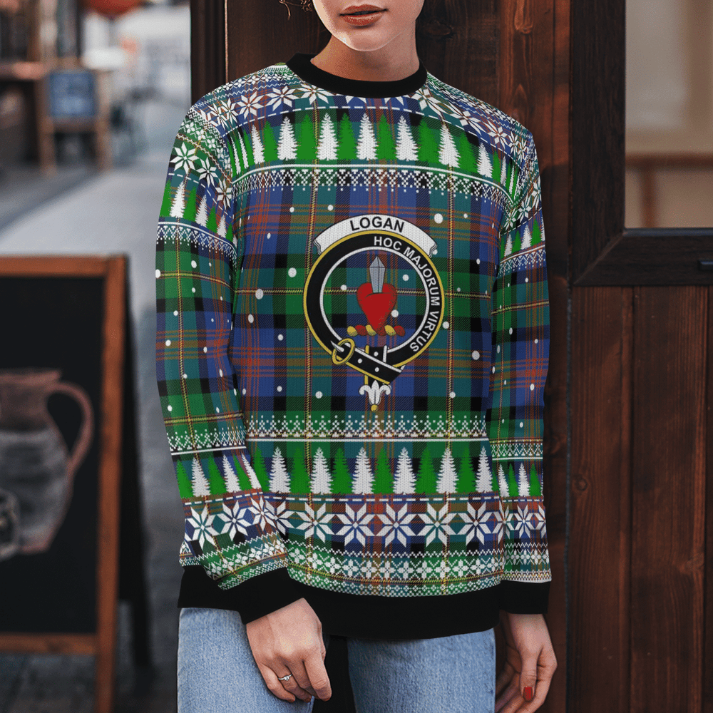Clan Logan Ancient Crest Tartan Christmas Ugly Sweater MB67 Logan Ancient Sweater Crest Tartan Tartan Ugly Sweater