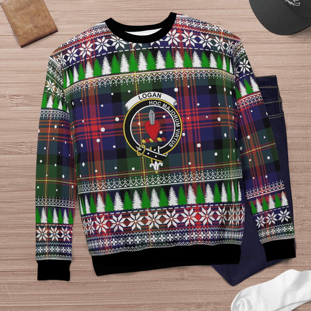 Clan Logan Modern Crest Tartan Christmas Ugly Sweater UT95 Logan Modern Sweater Crest Tartan Tartan Ugly Sweater