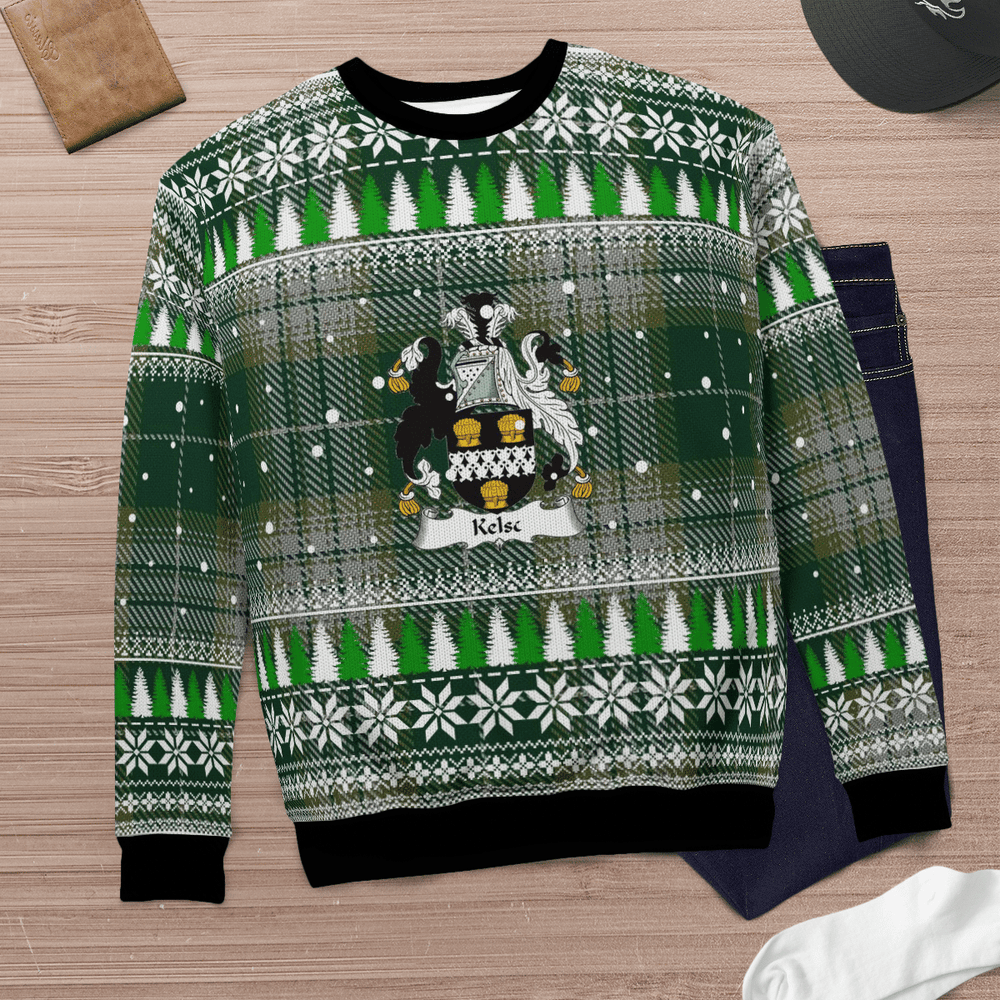 Clan Kelso Crest Tartan Christmas Ugly Sweater ON89 Kelso Crest Tartan Tartan Ugly Sweater