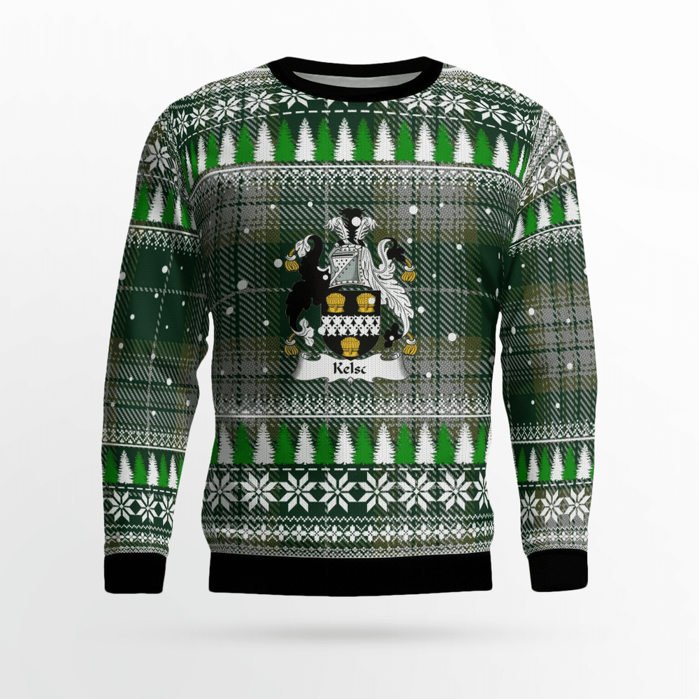 Clan Kelso Crest Tartan Christmas Ugly Sweater ON89 Kelso Crest Tartan Tartan Ugly Sweater