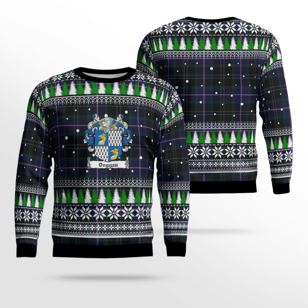 Clan Duggan Crest Tartan Christmas Ugly Sweater MI87 Duggan Crest Tartan Tartan Ugly Sweater