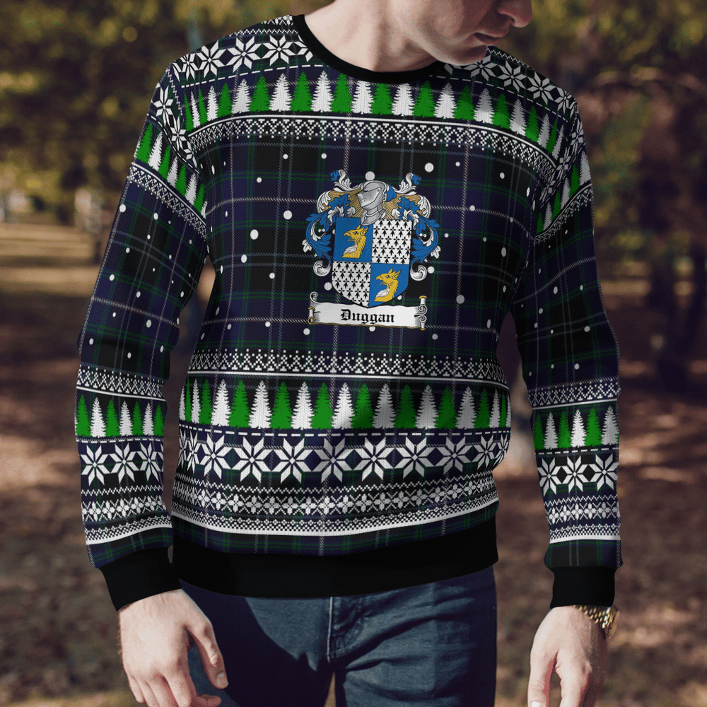 Clan Duggan Crest Tartan Christmas Ugly Sweater MI87 Duggan Crest Tartan Tartan Ugly Sweater
