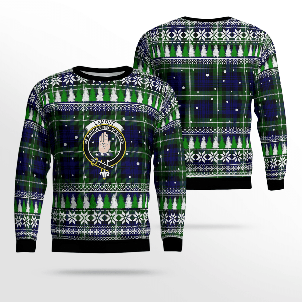 Clan Lamont Modern Crest Tartan Christmas Ugly Sweater LZ59 Lamont Modern Crest Tartan Tartan Ugly Sweater