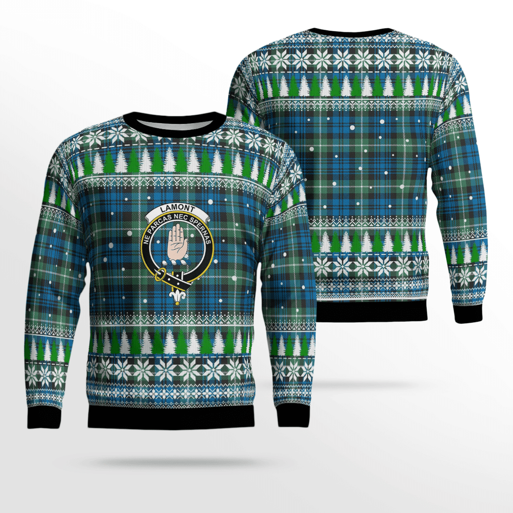 Clan Lamont Ancient Crest Tartan Christmas Ugly Sweater QJ84 Lamont Ancient Crest Tartan Tartan Ugly Sweater