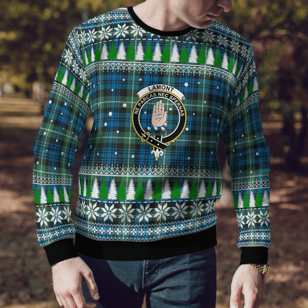 Clan Lamont Ancient Crest Tartan Christmas Ugly Sweater QJ84 Lamont Ancient Crest Tartan Tartan Ugly Sweater