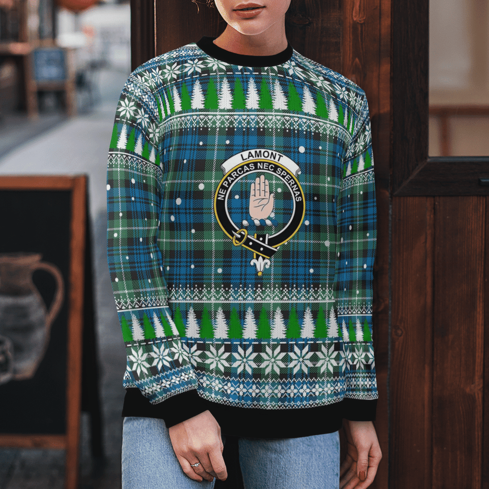 Clan Lamont Ancient Crest Tartan Christmas Ugly Sweater QJ84 Lamont Ancient Crest Tartan Tartan Ugly Sweater