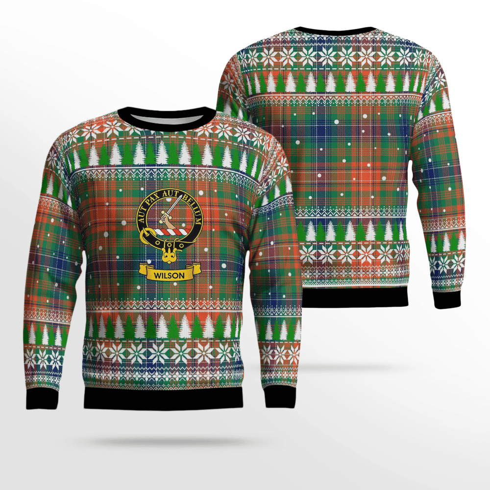 Clan Wilson Ancient Crest Tartan Christmas Ugly Sweater RP80 Wilson Ancient Crest Tartan Tartan Ugly Sweater