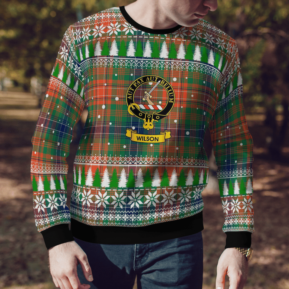 Clan Wilson Ancient Crest Tartan Christmas Ugly Sweater RP80 Wilson Ancient Crest Tartan Tartan Ugly Sweater