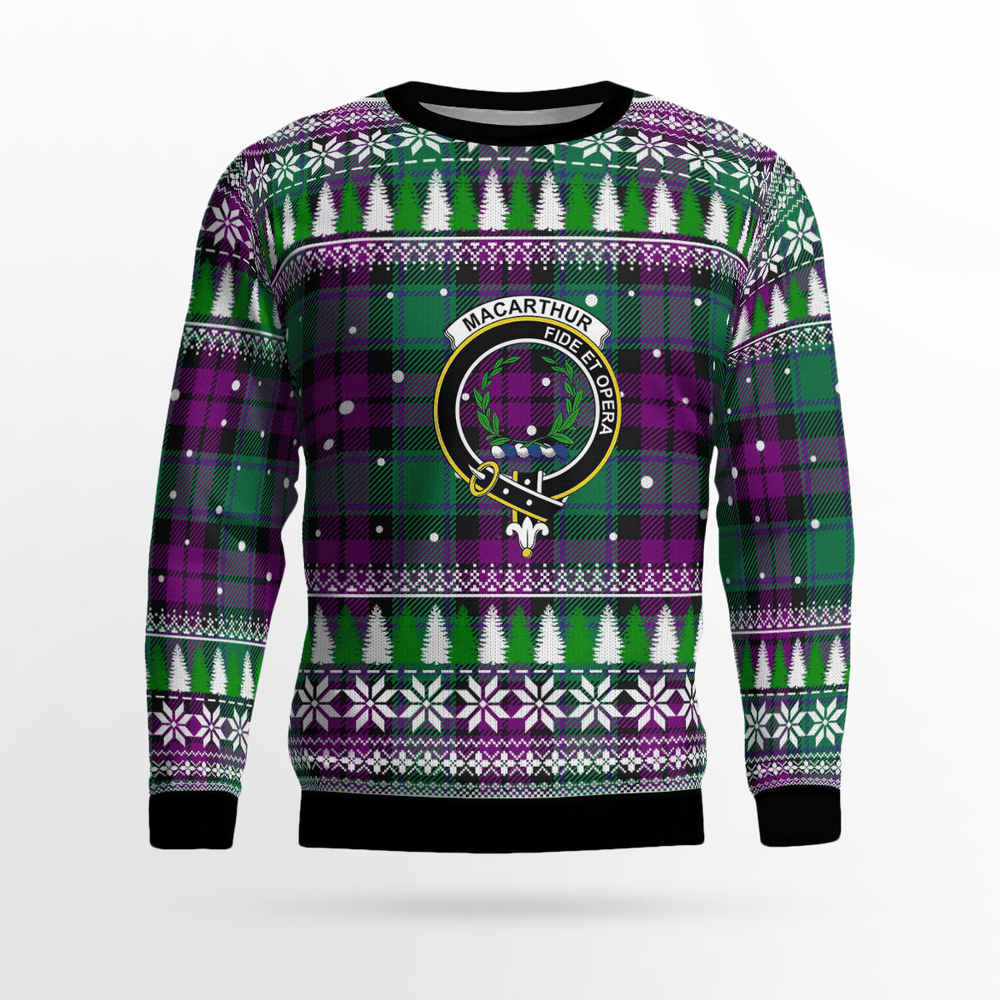 Clan MacArthur – Milton Crest Tartan Christmas Ugly Sweater ZB78 MacArthur – Milton Crest Tartan Tartan Ugly Sweater