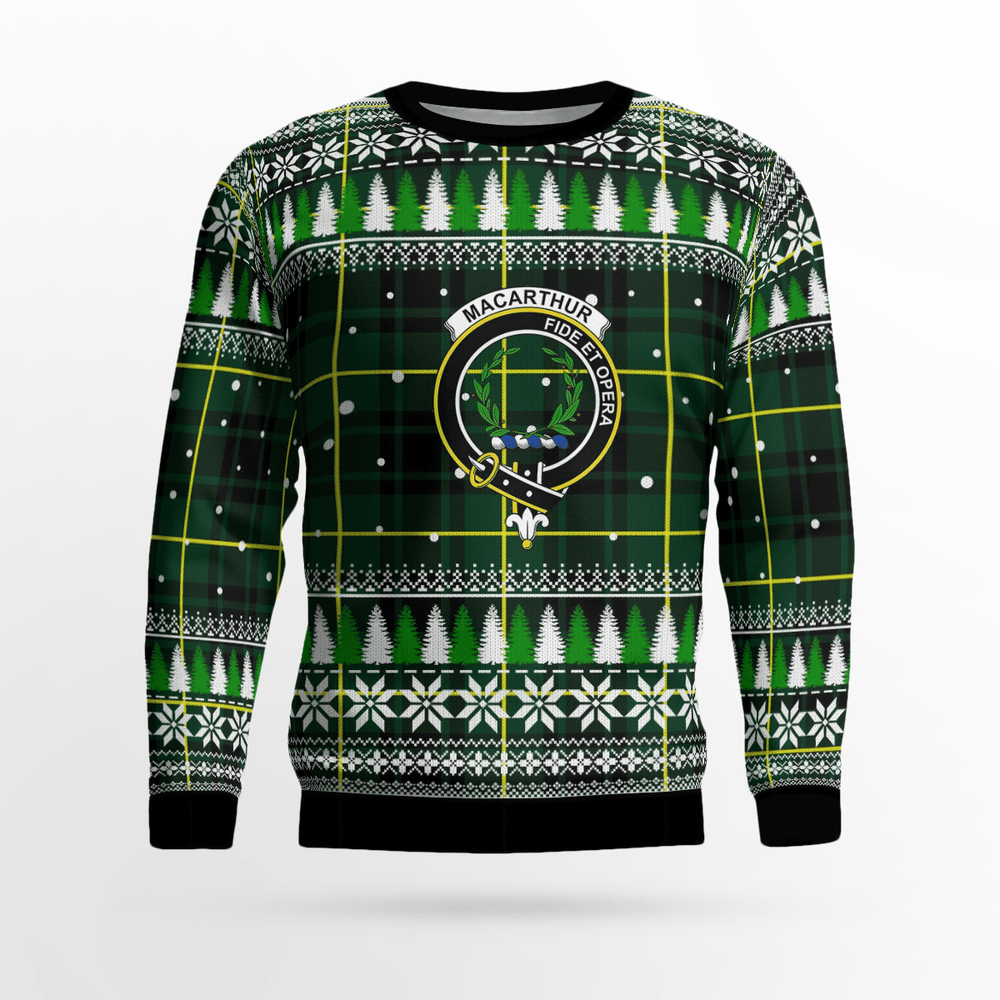 Clan MacArthur Modern Crest Tartan Christmas Ugly Sweater OL73 MacArthur Modern Crest Tartan Tartan Ugly Sweater
