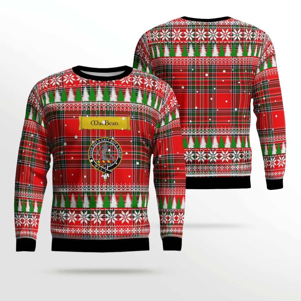 Clan MacBean Modern Crest Tartan Christmas Ugly Sweater JV40 MacBean Modern Crest Tartan Tartan Ugly Sweater