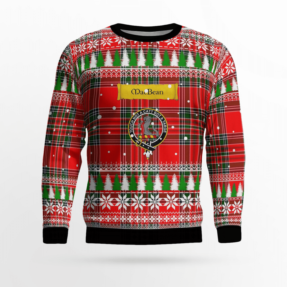 Clan MacBean Modern Crest Tartan Christmas Ugly Sweater JV40 MacBean Modern Crest Tartan Tartan Ugly Sweater