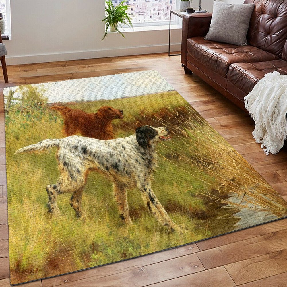 English Bulldog Printing Floor Mat Carpet, Mini English Bulldog Area Rug, English And Irish Setter Rug, Gifts for Irish Setter - D20