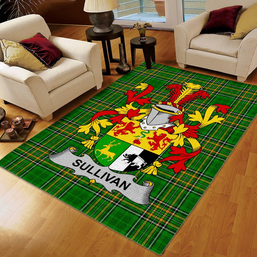 Irish Area Rug, Tartan Rug, Sullivan Or O'Sullivan Ireland Irish National Tartan Rug, Gifts for Ireland - D20