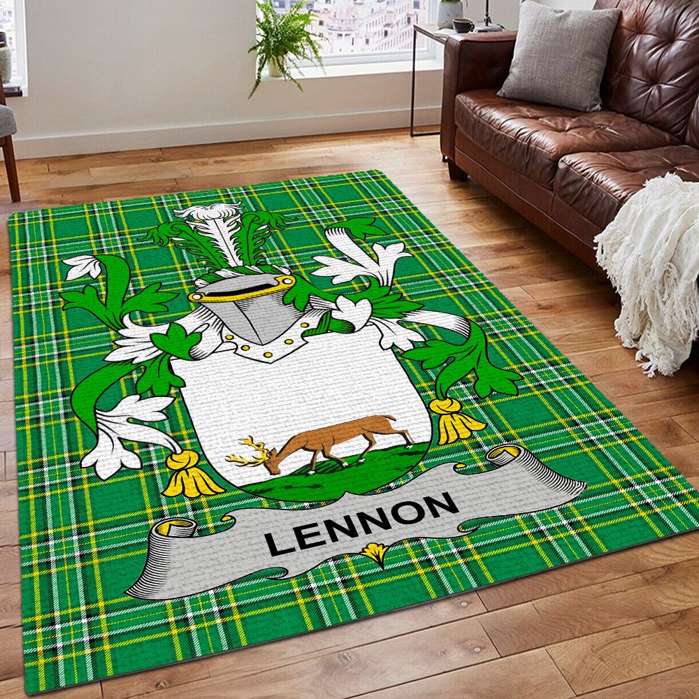 Ireland Printing Floor Mat Carpet, Scottish Tartan Bear Rug, Lennon Or O'Lennon Ireland Irish National Tartan Rug, Gifts for Ireland - D20