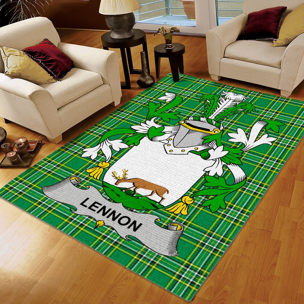Ireland Printing Floor Mat Carpet, Scottish Tartan Bear Rug, Lennon Or O'Lennon Ireland Irish National Tartan Rug, Gifts for Ireland - D20