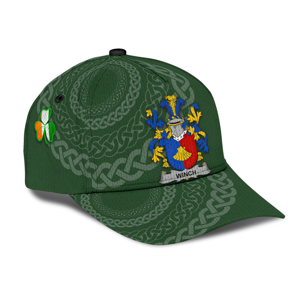 Clan Winch Coat Of Arms - Irish Family Crest St Patrick's Day Classic CapPX32 Classic Cap - Winch Coat Of Arms St Patrick's Day Classic Cap Irish Cap