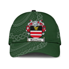 Clan Harrison Coat Of Arms - Irish Family Crest St Patrick's Day Classic CapTV59 Classic Cap - Harrison Coat Of Arms St Patrick's Day Classic Cap Irish Cap