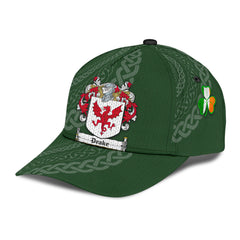 Clan Drake Coat Of Arms - Irish Family Crest St Patrick's Day Classic CapNY13 Classic Cap - Drake Coat Of Arms St Patrick's Day Classic Cap Irish Cap