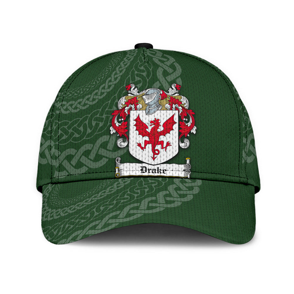 Clan Drake Coat Of Arms - Irish Family Crest St Patrick's Day Classic CapNY13 Classic Cap - Drake Coat Of Arms St Patrick's Day Classic Cap Irish Cap